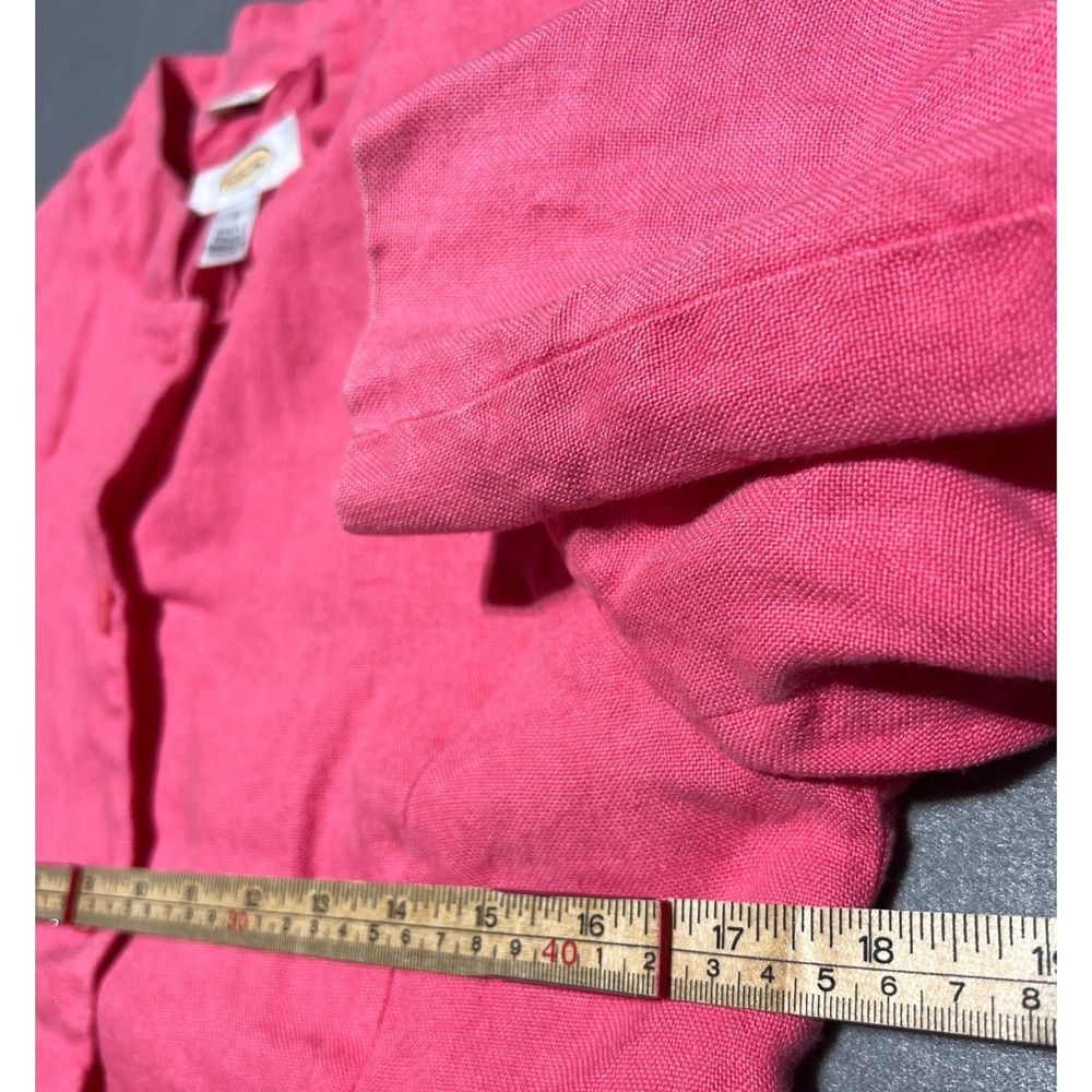 Talbots Irish Linen Pink Blazer Jacket Mandarin Collar Size 8 Long Sleeve - Picture 6 of 9